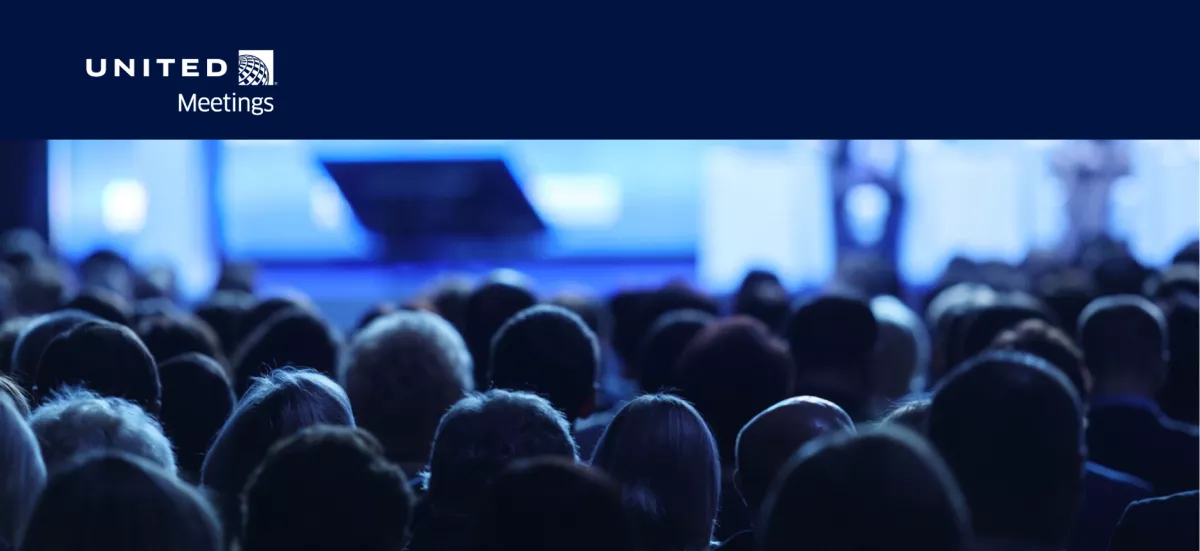 United Meetings logo, large group of people